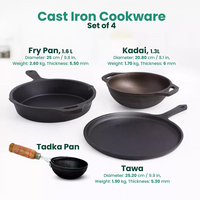 Thumbnail for The Indus Valley CASTrong Cast Iron Cookware Set: Tawa + Fry Pan + Wok Kadai, Kitchen set for Home, Pre