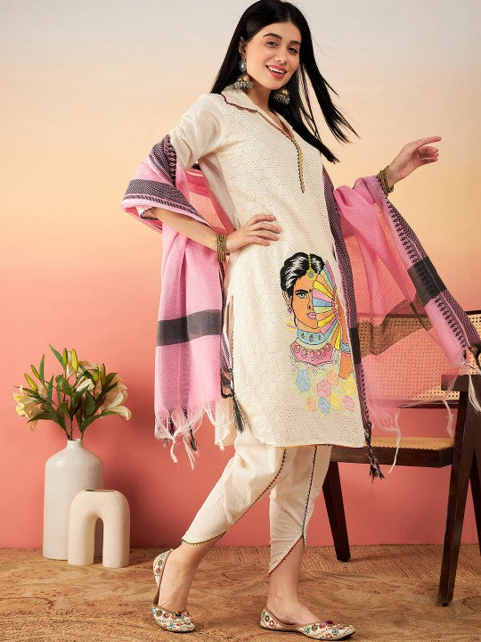 off-white-ethnic-motifs-self-design-thread-work-pure-cotton-pathani-kurta-sets