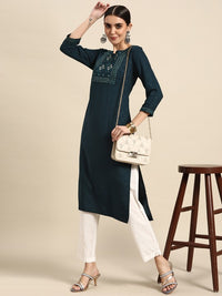 Thumbnail for Women Pink Ethnic Motifs Yoke Design Kurta