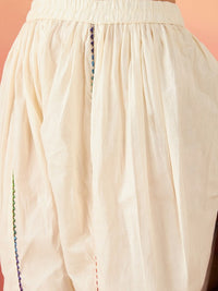 Thumbnail for off-white-ethnic-motifs-self-design-thread-work-pure-cotton-pathani-kurta-sets