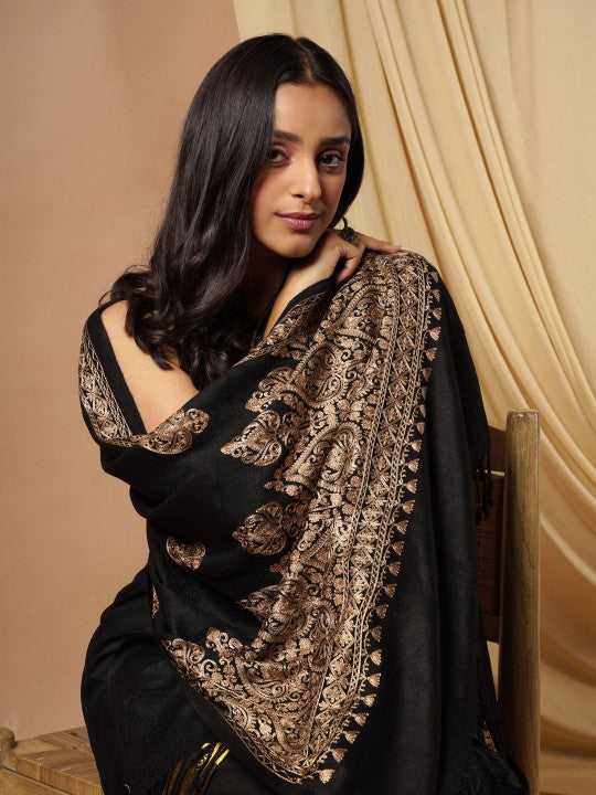 women-black-&-gold-embroidered-viscose-rayon-shawl