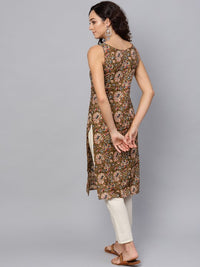 Thumbnail for Women Ethnic Motifs Printed Kantha Work Dobby Kurta