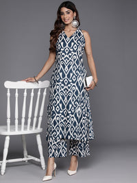 Thumbnail for ikat-printed-pure-cotton-kurta-with-palazzos
