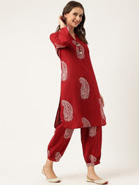 Thumbnail for Paisley Printed Pure Cotton Straight Kurta with Trousers