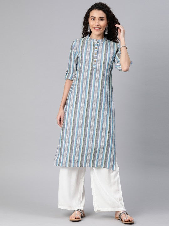 Women Striped Cotton Kurta