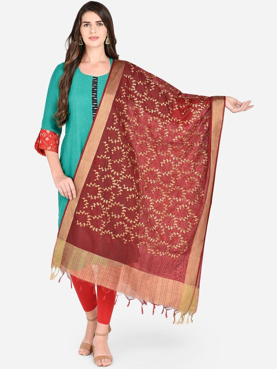 Gold-Toned Embroidered Dupatta