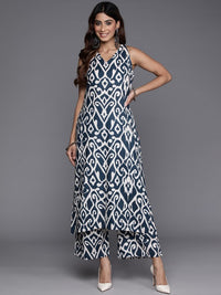 Thumbnail for ikat-printed-pure-cotton-kurta-with-palazzos