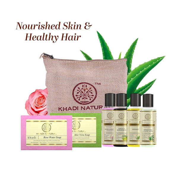 Khadi Natural Travel Kit Skincare & Haircare Essentials On