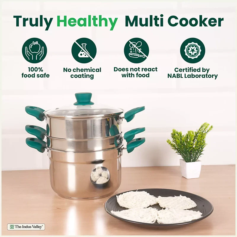 Veg Steaming Set, 3 Pots, 21cm