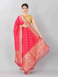 Thumbnail for Green & Gold-Toned Ethnic Motifs Woven Design Dupatta with Zari