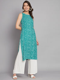 Thumbnail for Floral Printed Boat Neck Straight Kurta