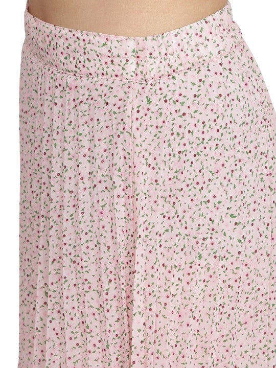 Women Red & White Floral Printed A-Line Knee-Length Skirts