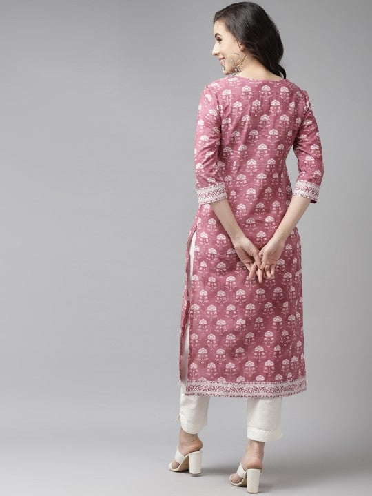 Floral Printed A-line Calf-Length Kurta
