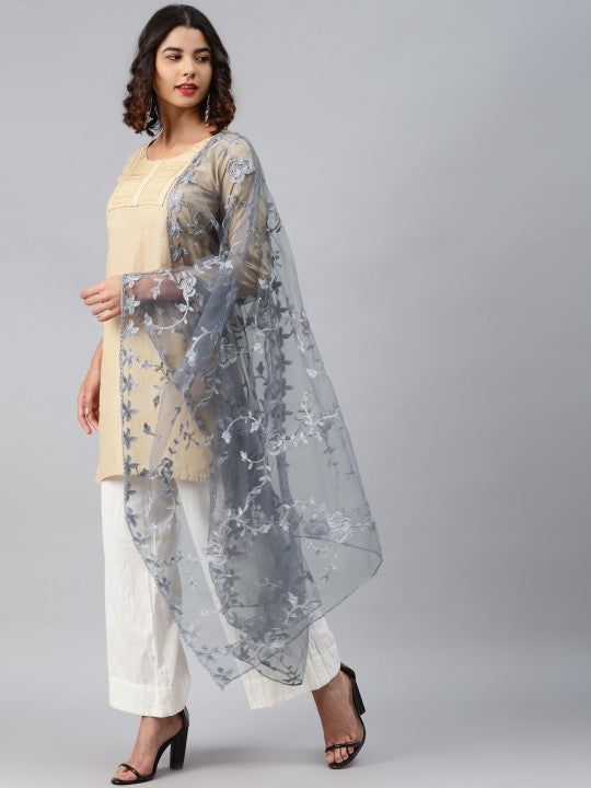 Pink Embroidered Dupatta