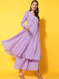 Thumbnail for Women Burgundy Ethnic Motifs Georgette Anarkali Kurta