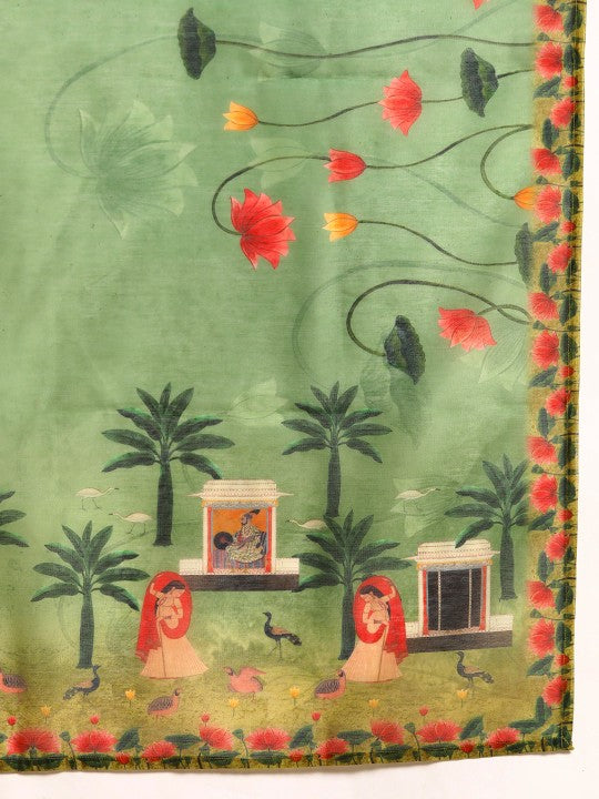 Women Black Ethnic Motifs Pure Cotton Kurta with Palazzos & Dupatta