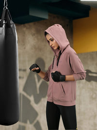 Thumbnail for Women Jet Black Solid Rapid-Dry Antimicrobial Running Jacket