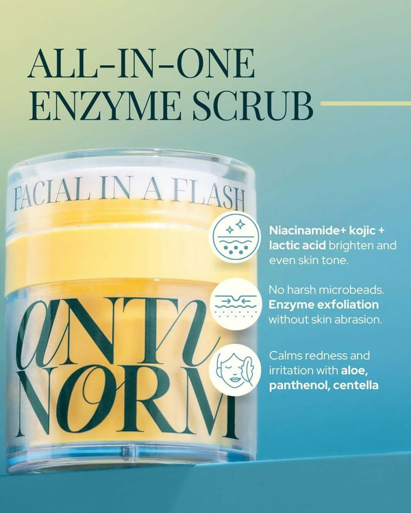 Antinorm Bye Bye Blow Dry Hair Serum and Facial In A Flash Enzyme Scrub Combo