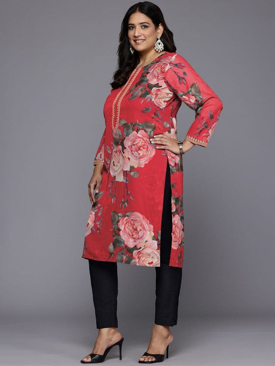 Plus Size Floral Printed Georgette Kurta