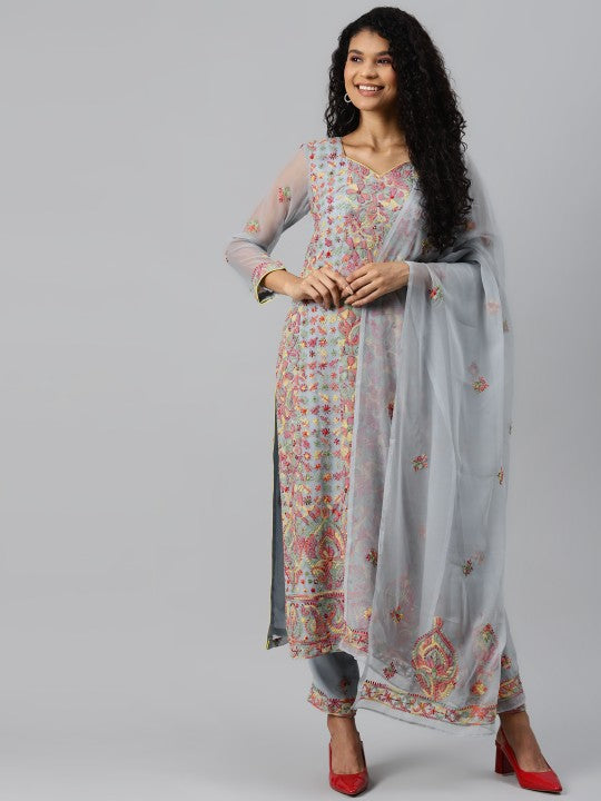grey-&-red-chikankari-embroidered-sustainable-unstitched-dress-material