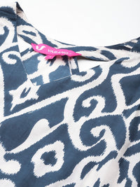 Thumbnail for ikat-printed-pure-cotton-kurta-with-palazzos