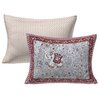 Thumbnail for Rudra Bazaar Grey 210 TC Cotton Double King Bedsheet With 2 Pillow Covers