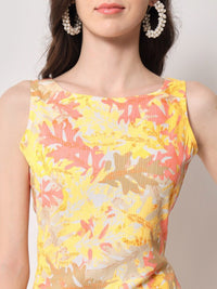 Thumbnail for Floral Printed Boat Neck Straight Kurta