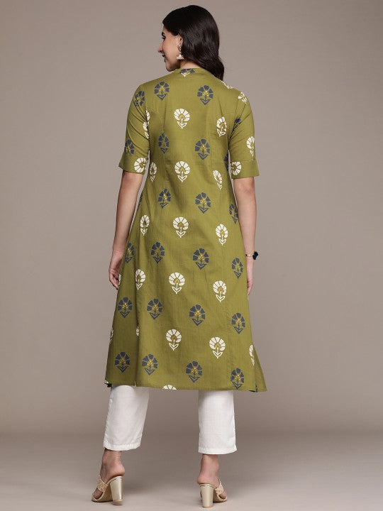women-ethnic-motifs-printed-sequinned-cotton-kurta