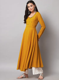 Thumbnail for Women Burgundy Ethnic Motifs Georgette Anarkali Kurta