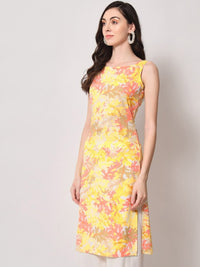 Thumbnail for Floral Printed Boat Neck Straight Kurta