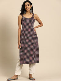 Thumbnail for Women Pink & Magenta Printed Strappy Straight Kurta