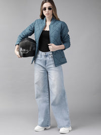 Thumbnail for Women Black Solid Quilted Jacket
