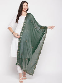 Thumbnail for Ethnic Motifs Embroidered Chiffon Dupatta with Gotta Patti
