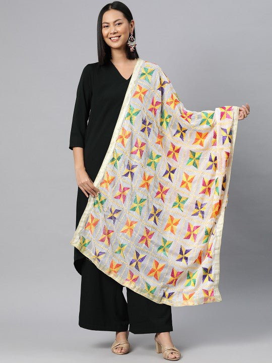 Embroidered Dupatta with Phulkari
