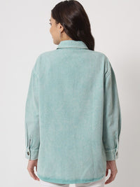 Thumbnail for spread-collar-longline-denim-jacket