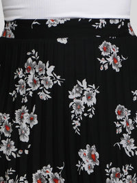 Thumbnail for Women Red & White Floral Printed A-Line Knee-Length Skirts