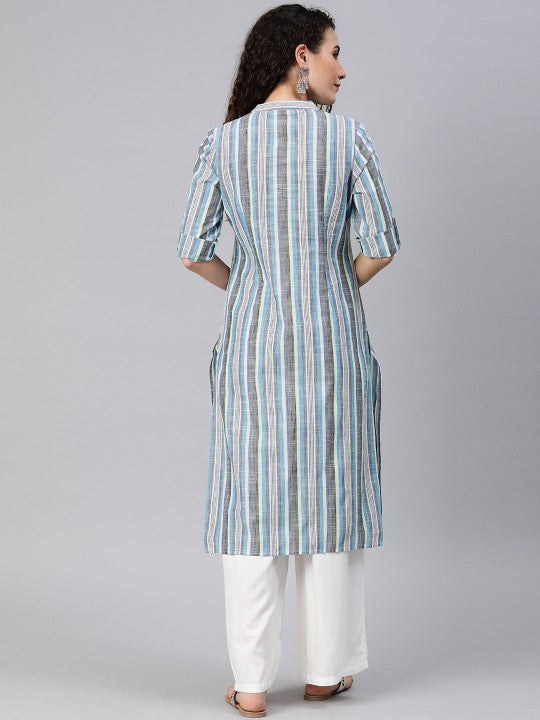 Women Striped Cotton Kurta