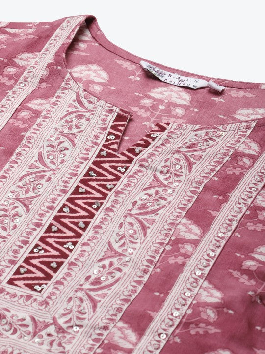 Floral Printed A-line Calf-Length Kurta