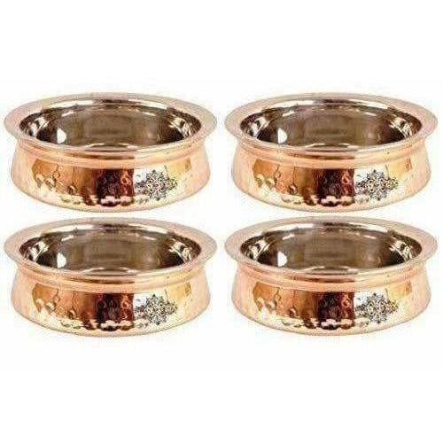 Steel Copper Handi Bowl Hammered Design Serving Dishes