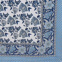 Thumbnail for Rudra Bazaar Blue 210 TC Cotton Double King Bedsheet With 2 Pillow Covers