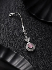 Thumbnail for Silver-Plated-AD-Studded-Teardrop-Shaped-Maang-Tika