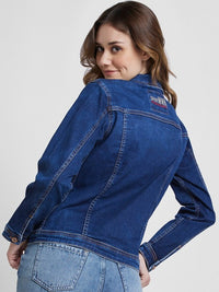 Thumbnail for spread-collar-denim-jacket-with-embroidered