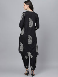 Thumbnail for Paisley Printed Pure Cotton Straight Kurta with Trousers