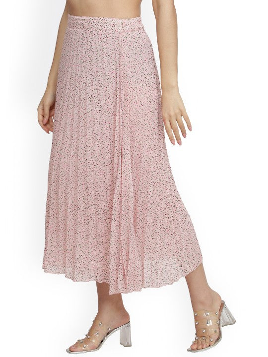 Women Red & White Floral Printed A-Line Knee-Length Skirts