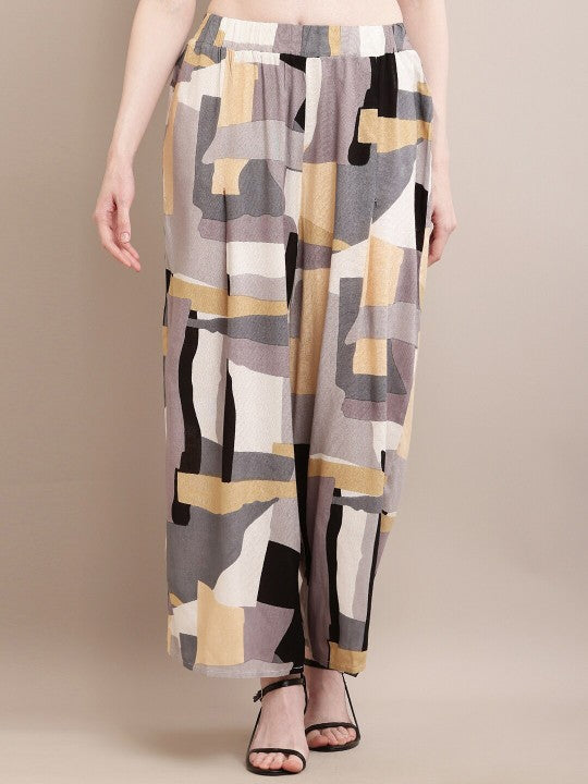 Colourblocked Wide Leg Palazzos