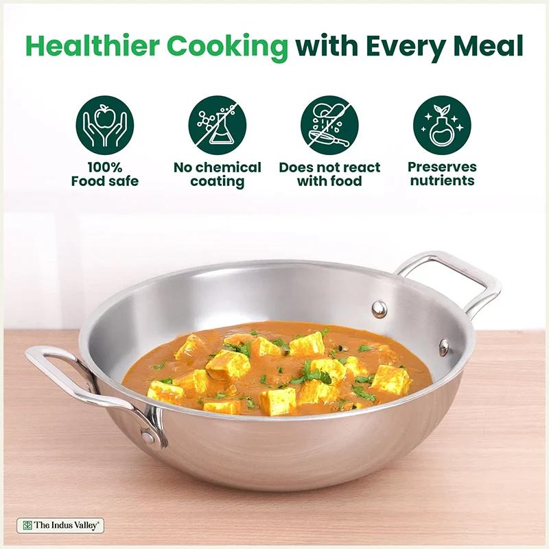 The Indus Valley TurboCuk Tri-ply Stainless Steel Kadai