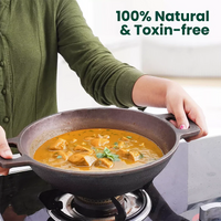 Thumbnail for The Indus Valley CASTrong Cast Iron Cookware Set: Tadka Pan + Cast Iron Tawa With Handle (Pre Seasoned) + Cast Iron Kadai Wok Model + Cast Iron Fry Pan, Kitchen set for Home, 100% Pure, Toxin