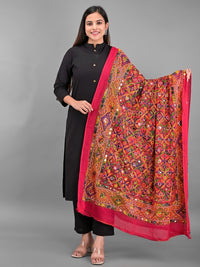 Thumbnail for ethnic-motifs-kutch-embroidered-dupatta-with-mirror-work