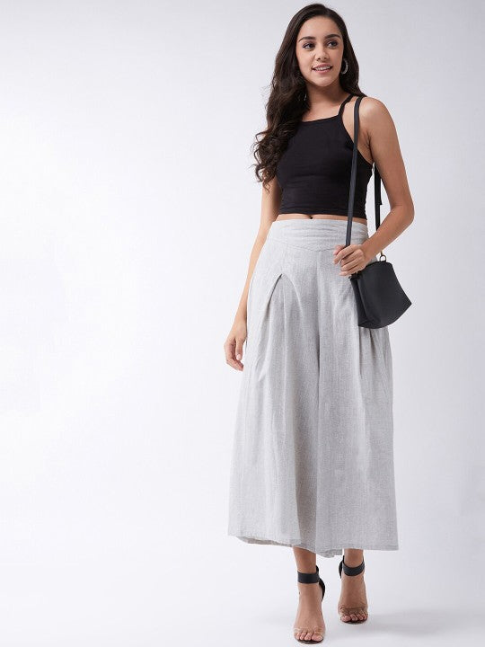 Women Cotton Flared Palazzos