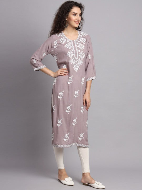 Floral Embroidered Straight Kurta